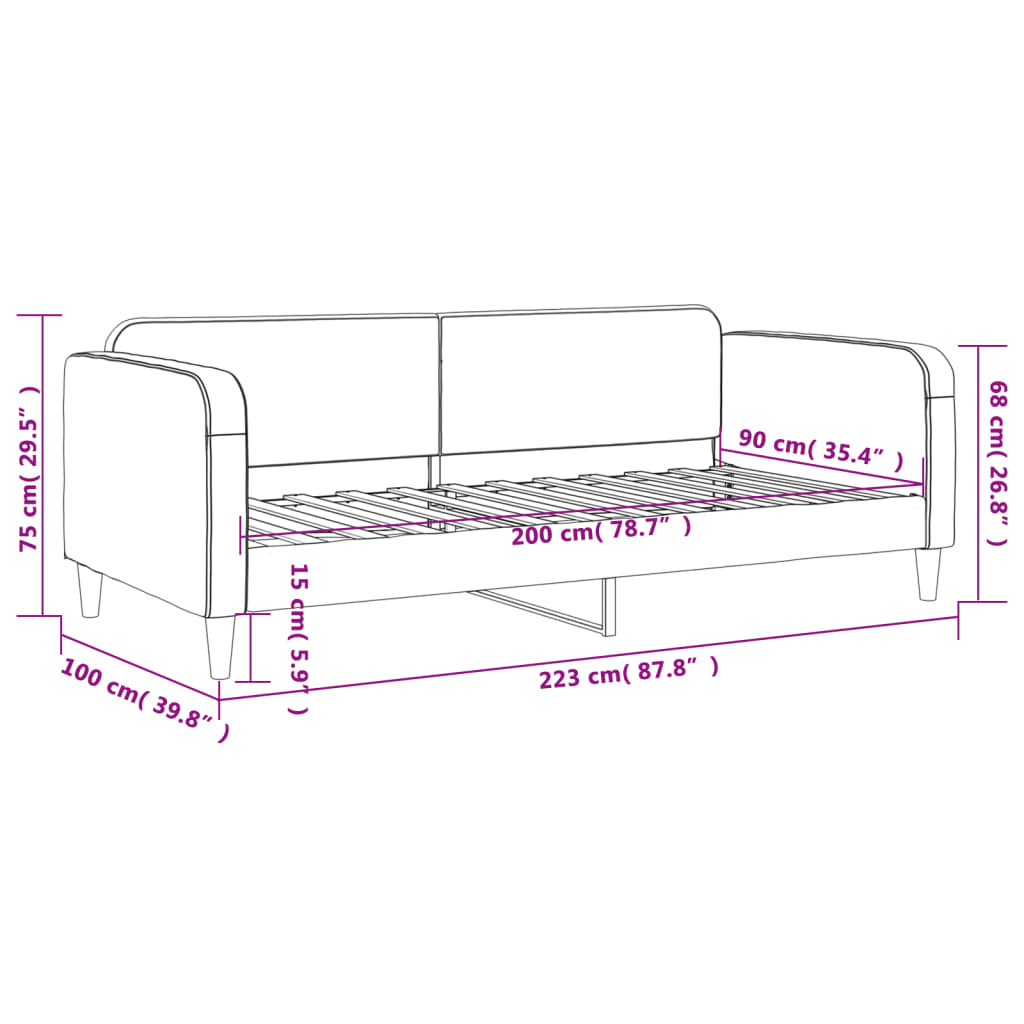 Letto da Giorno Tortora 90x200 cm in Tessuto | homemem39