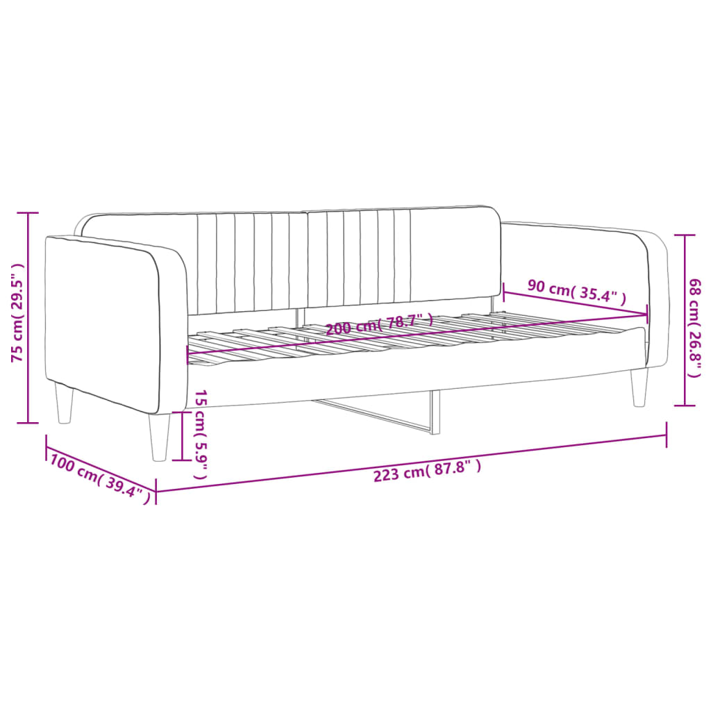 Letto da Giorno Grigio Scuro 90x200 cm in Velluto