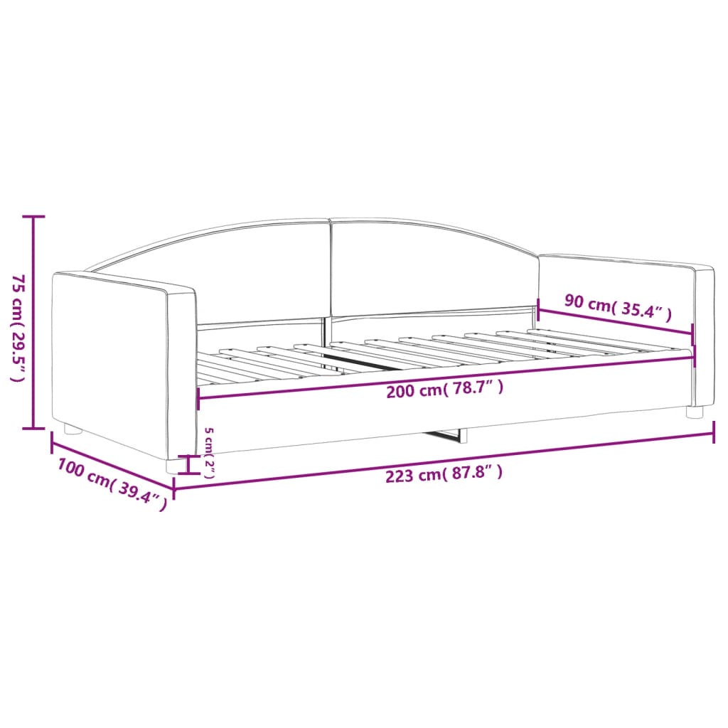 Letto da Giorno Tortora 90x200 cm in Tessuto | homemem39