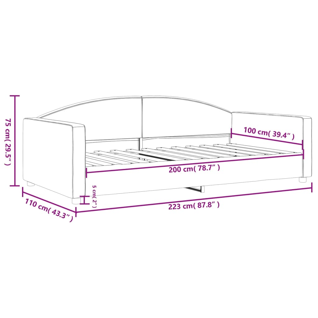 Letto da Giorno Grigio Chiaro 100x200 cm in Tessuto | homemem39