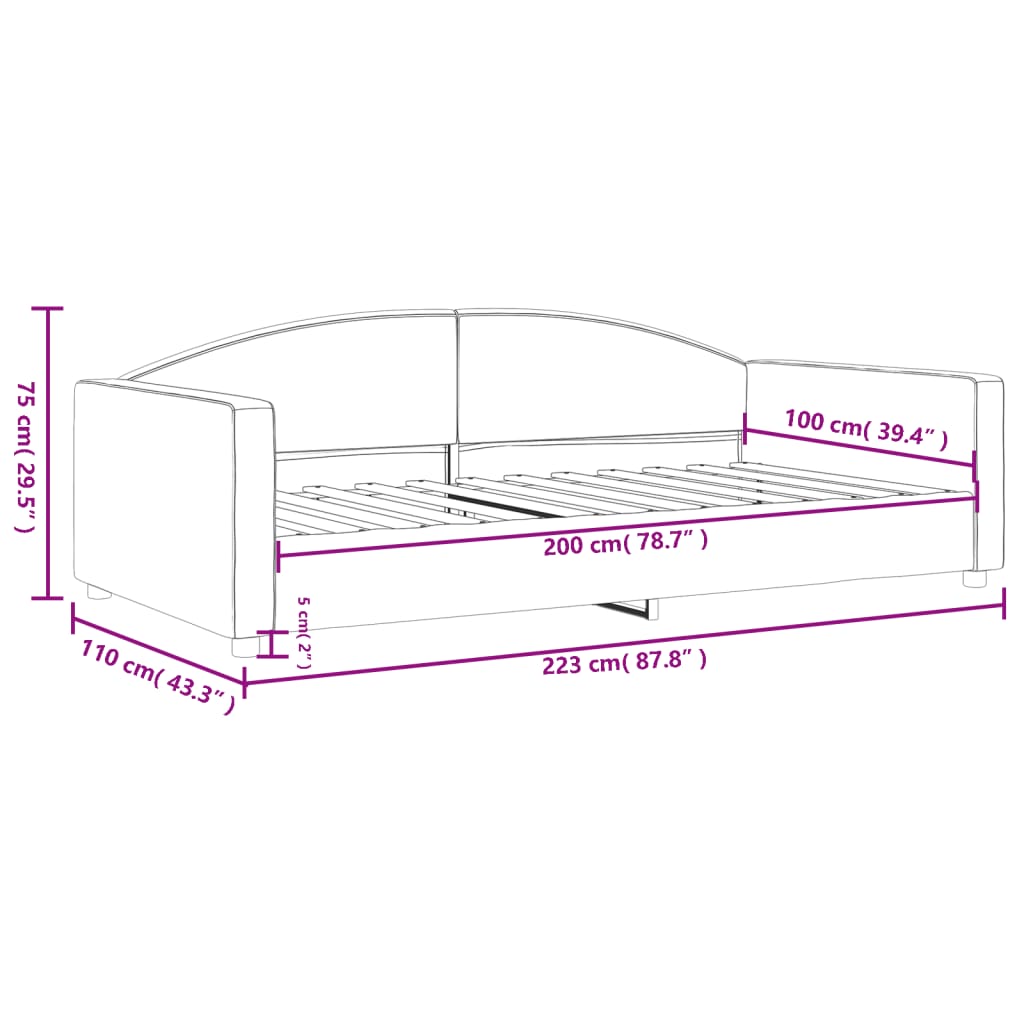 Letto da Giorno Grigio Scuro 100x200 cm in Tessuto | homemem39