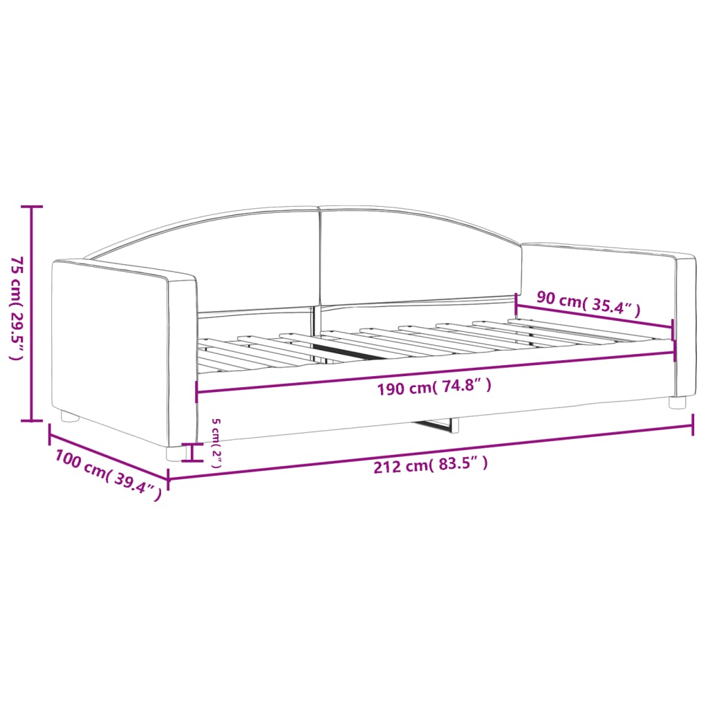 Letto da Giorno Grigio Scuro 90x190 cm in Tessuto | homemem39