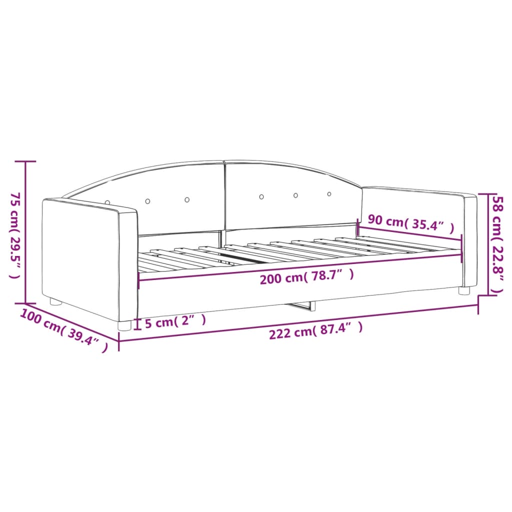 Letto da Giorno Grigio Scuro 90x200 cm in Velluto | homemem39