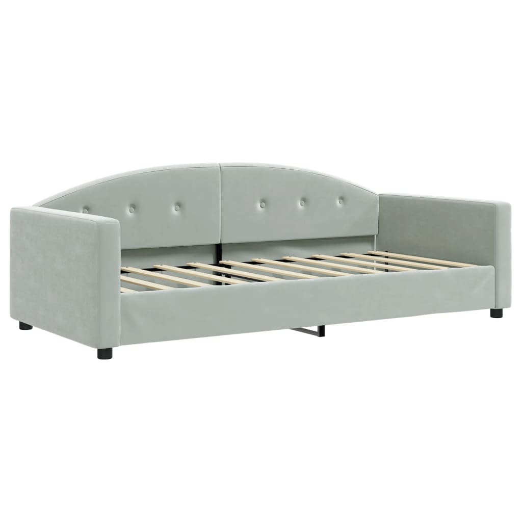Letto da Giorno Grigio Chiaro 90x190 cm in Velluto