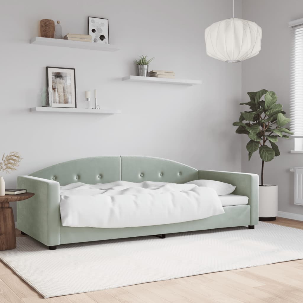 Letto da Giorno Grigio Chiaro 90x190 cm in Velluto