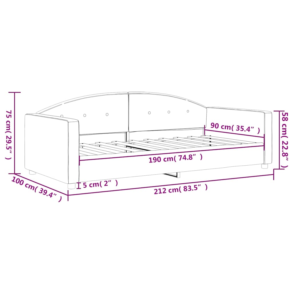 Letto da Giorno Grigio Scuro 90x190 cm in Velluto | homemem39