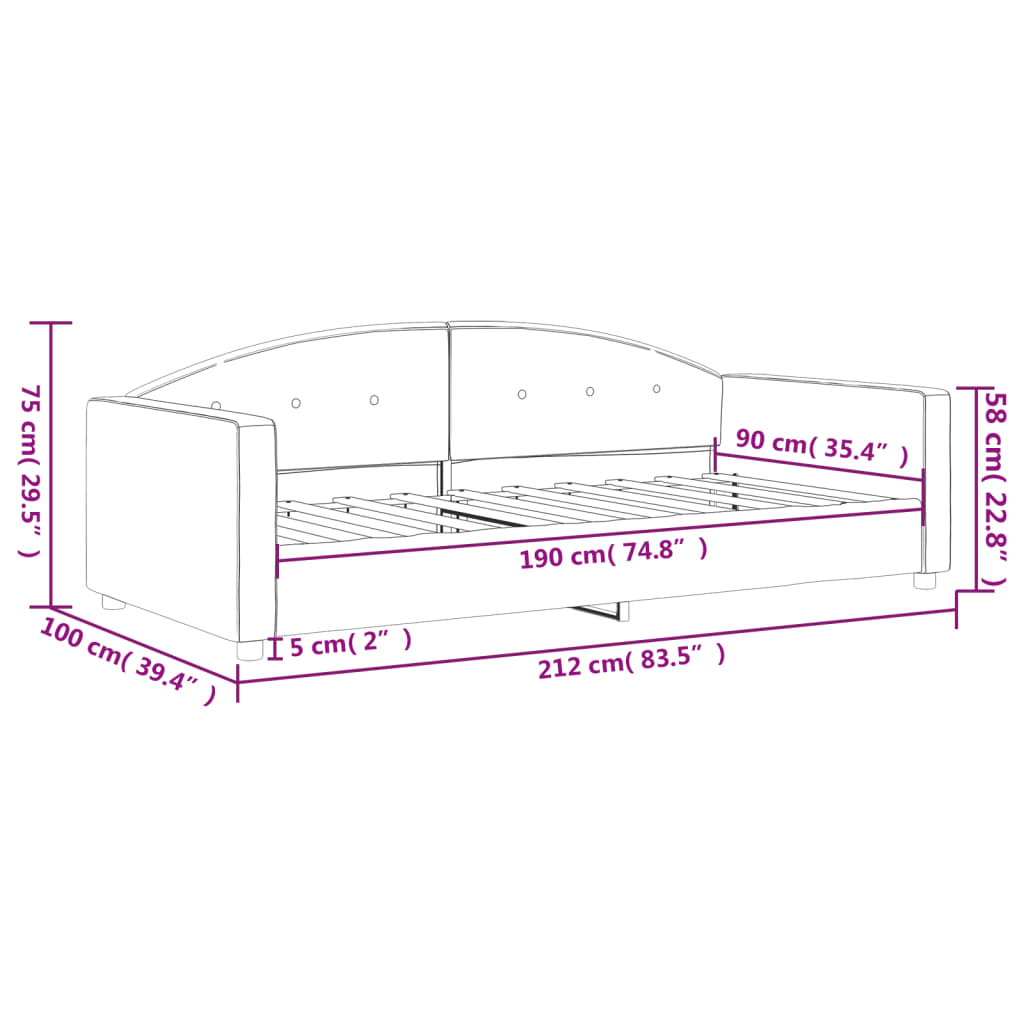 Letto da Giorno Nero 90x190 cm in Velluto | homemem39
