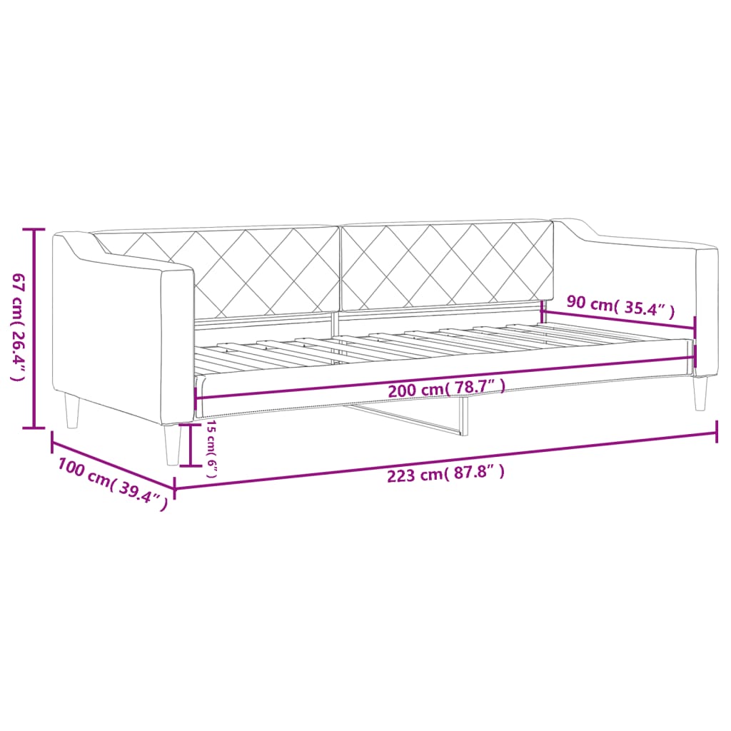 Letto da Giorno Tortora 90x200 cm in Tessuto | homemem39