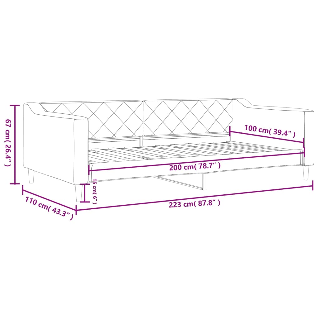 Letto da Giorno Crema 100x200 cm in Tessuto | homemem39