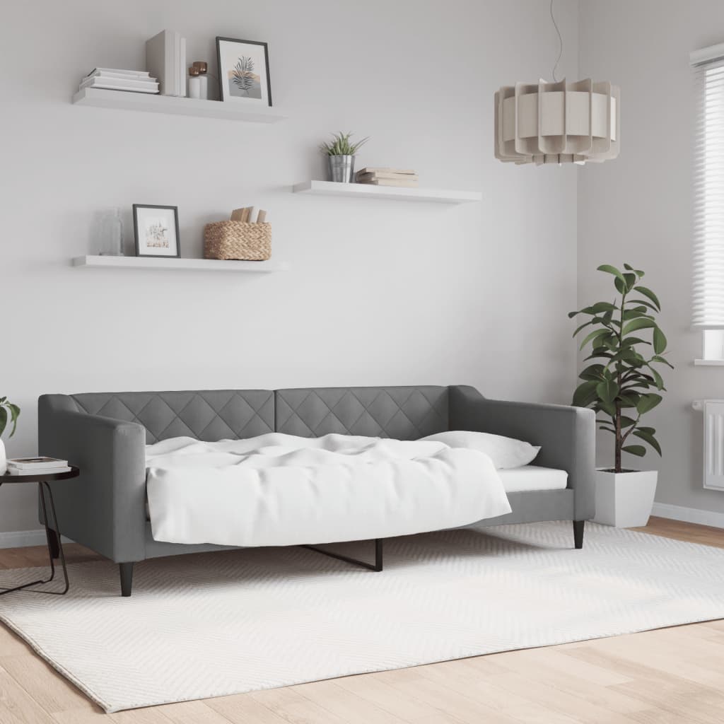 Letto da Giorno Grigio Scuro 90x190 cm in Tessuto