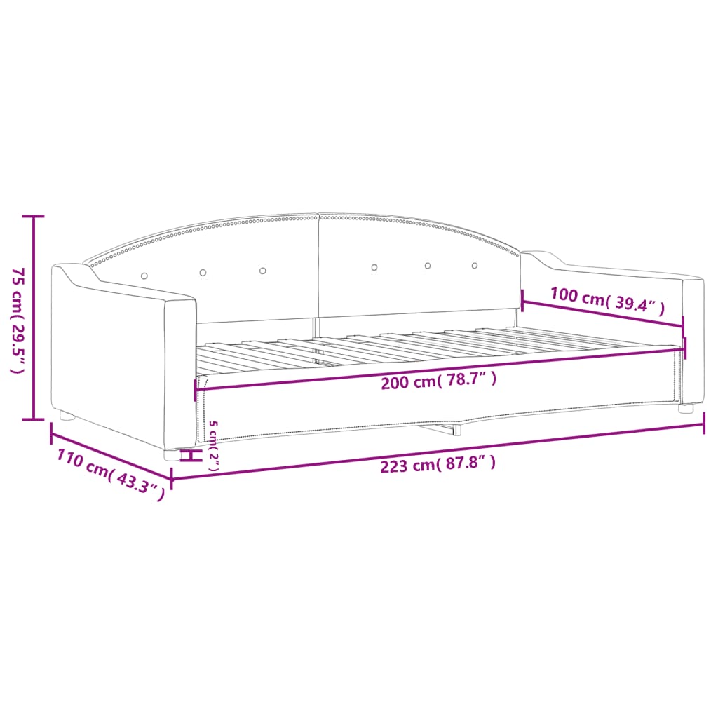 Letto da Giorno Crema 100x200 cm in Tessuto | homemem39