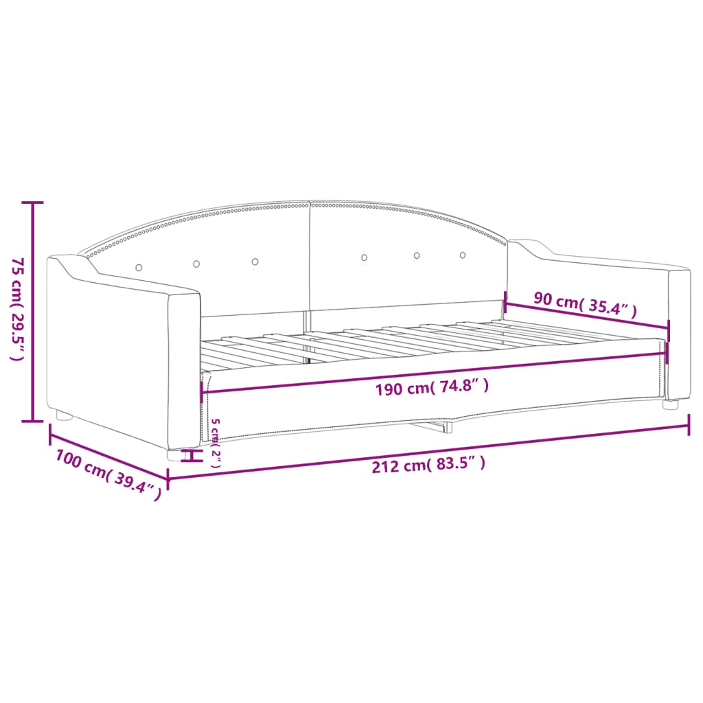 Letto da Giorno Grigio Scuro 90x190 cm in Tessuto | homemem39