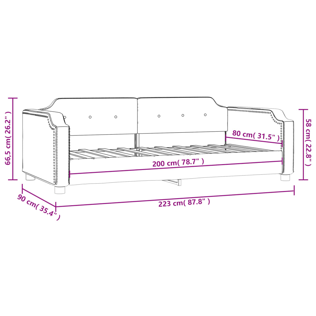 Letto da Giorno Tortora 80x200 cm in Tessuto | homemem39