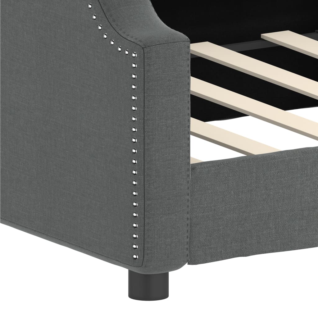 Letto da Giorno Grigio 90x200 cm in Tessuto
