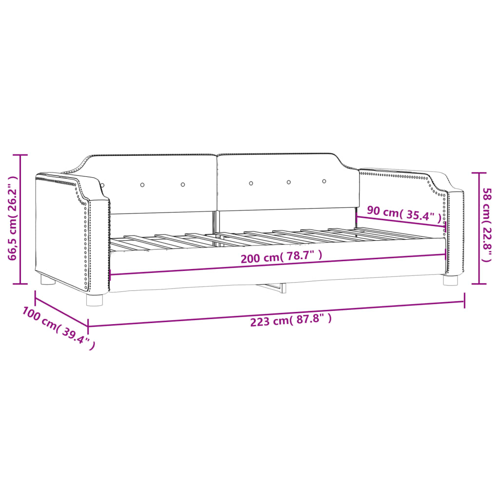 Letto da Giorno Grigio 90x200 cm in Tessuto | homemem39