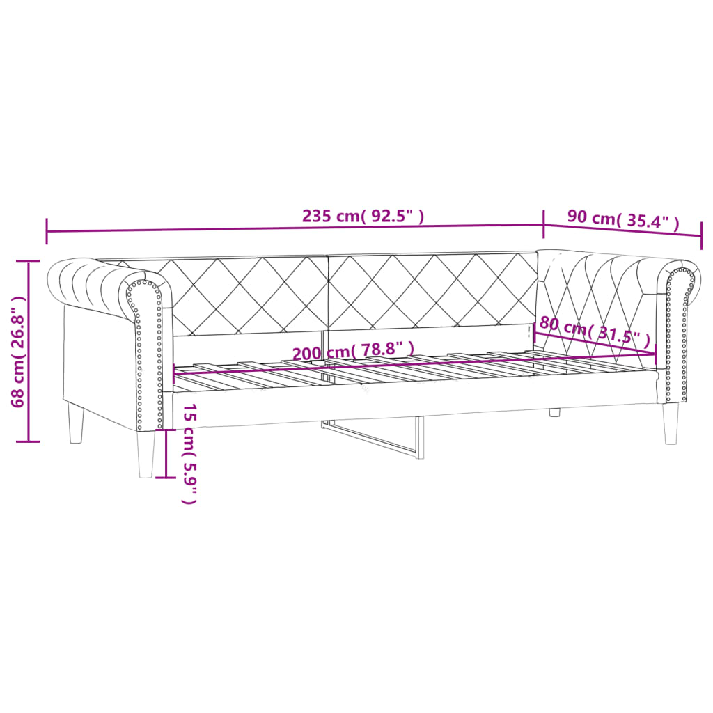 Letto da Giorno Crema 80x200 cm in Similpelle | homemem39