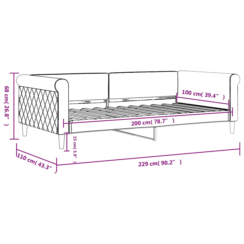 Letto da Giorno Verde Scuro 100x200 cm in Velluto | homemem39