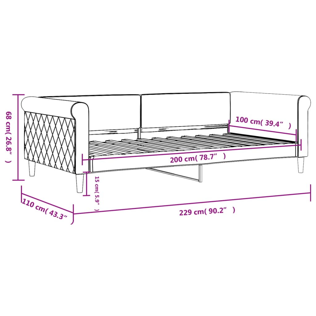 Letto da Giorno Rosa 100x200 cm in Velluto | homemem39