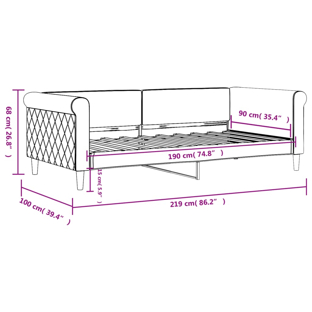 Letto da Giorno Grigio Chiaro 90x190 cm in Velluto | homemem39