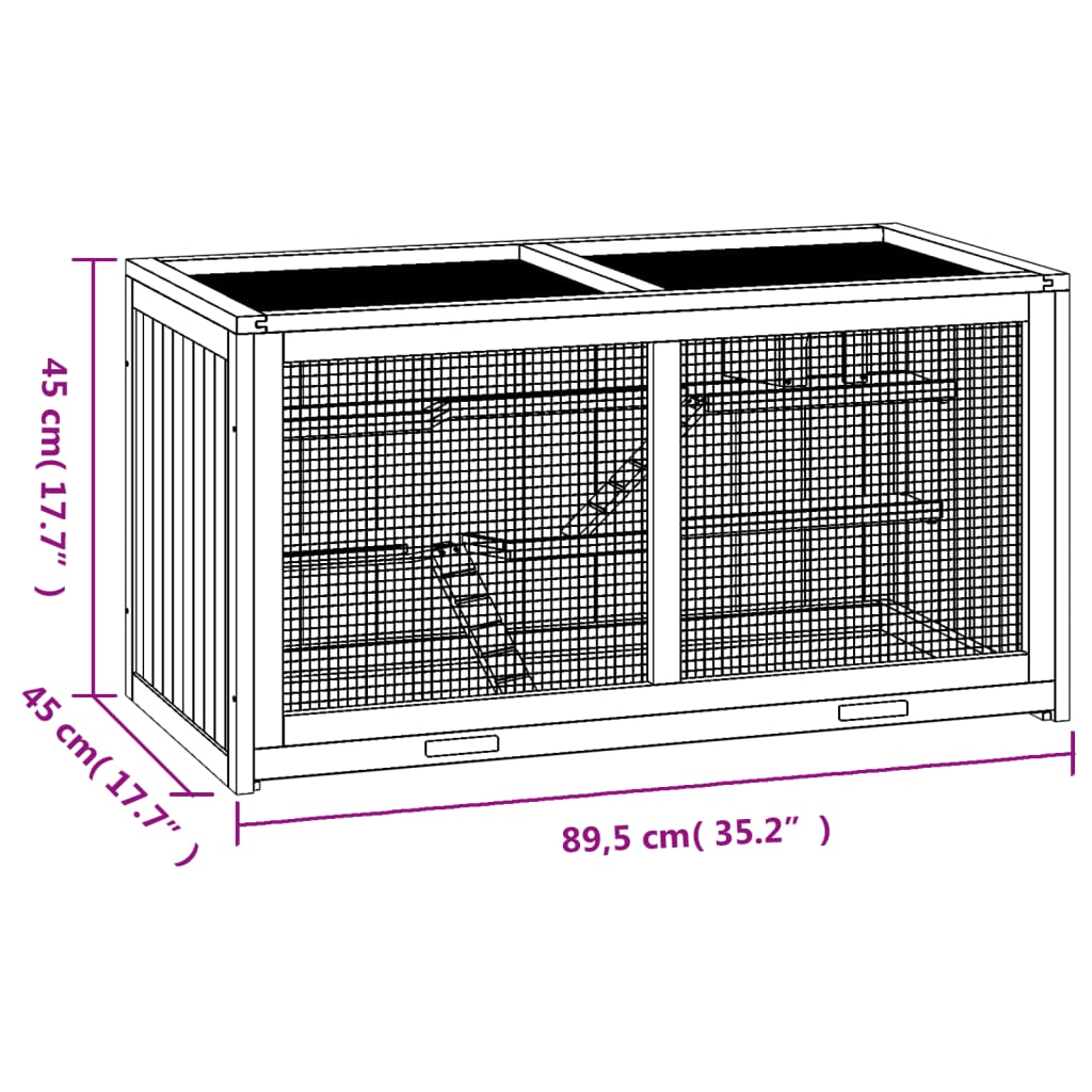 Gabbia per criceti 89,5x45x45 cm Legno massello di abete | homemem39