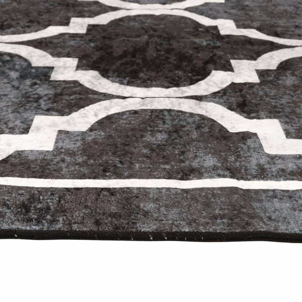 Tappeto Lavabile Nero e Bianco 80x150 cm Antiscivolo - homemem39
