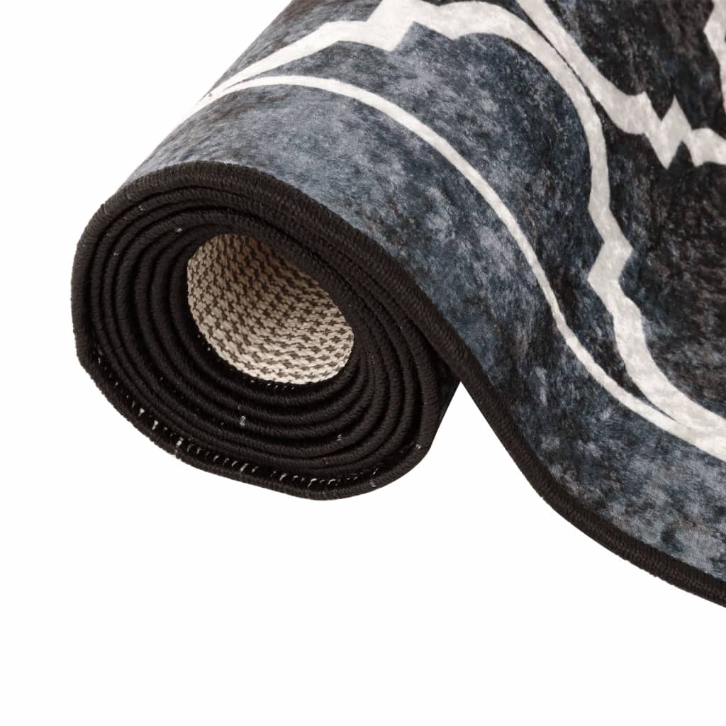 Tappeto Lavabile Nero e Bianco 120x180 cm Antiscivolo - homemem39