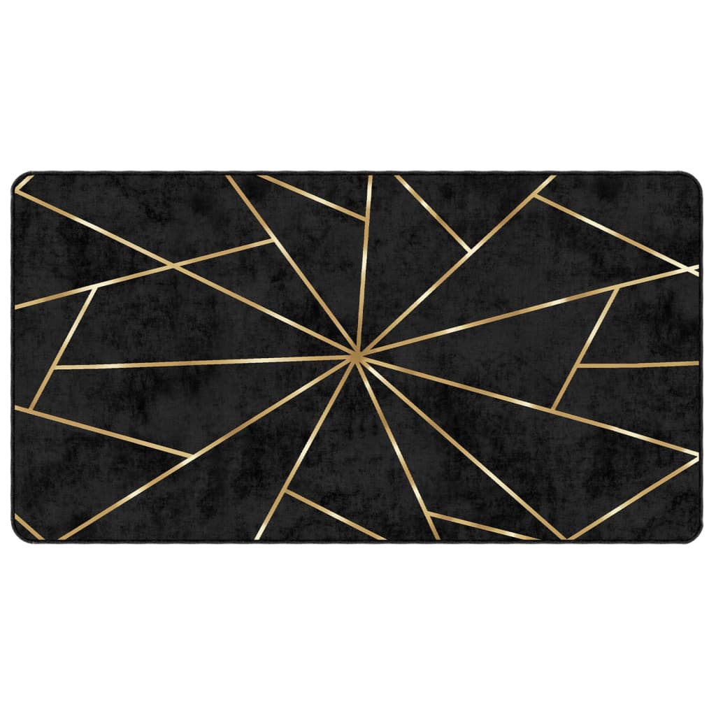 Tappeto Lavabile Nero e Oro 80x150 cm Antiscivolo - homemem39
