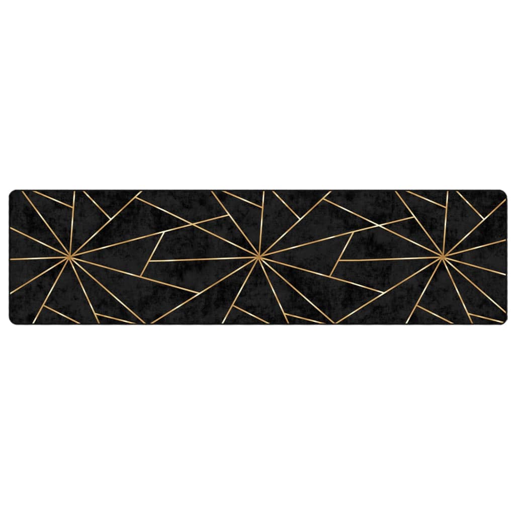 Tappeto Lavabile Nero e Oro 80x300 cm Antiscivolo - homemem39