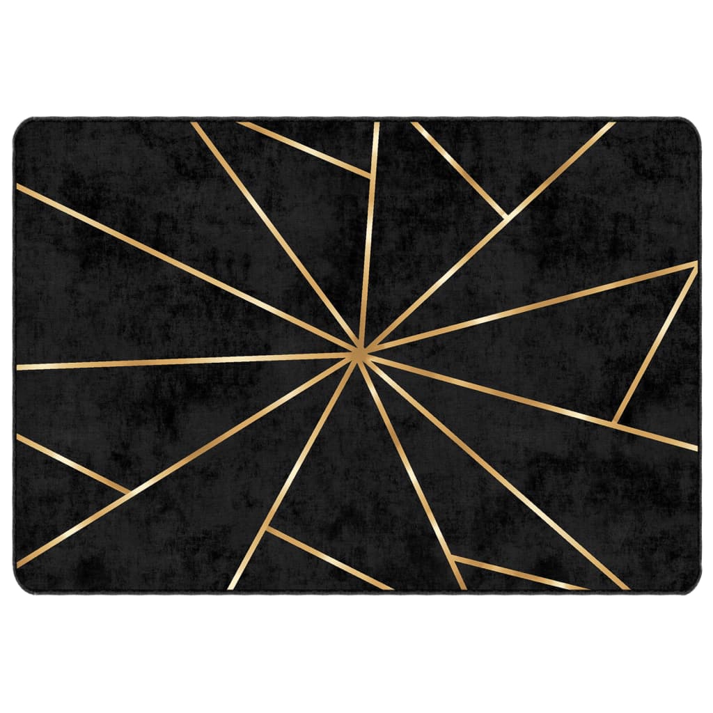 Tappeto Lavabile Nero e Oro 160x230 cm Antiscivolo - homemem39