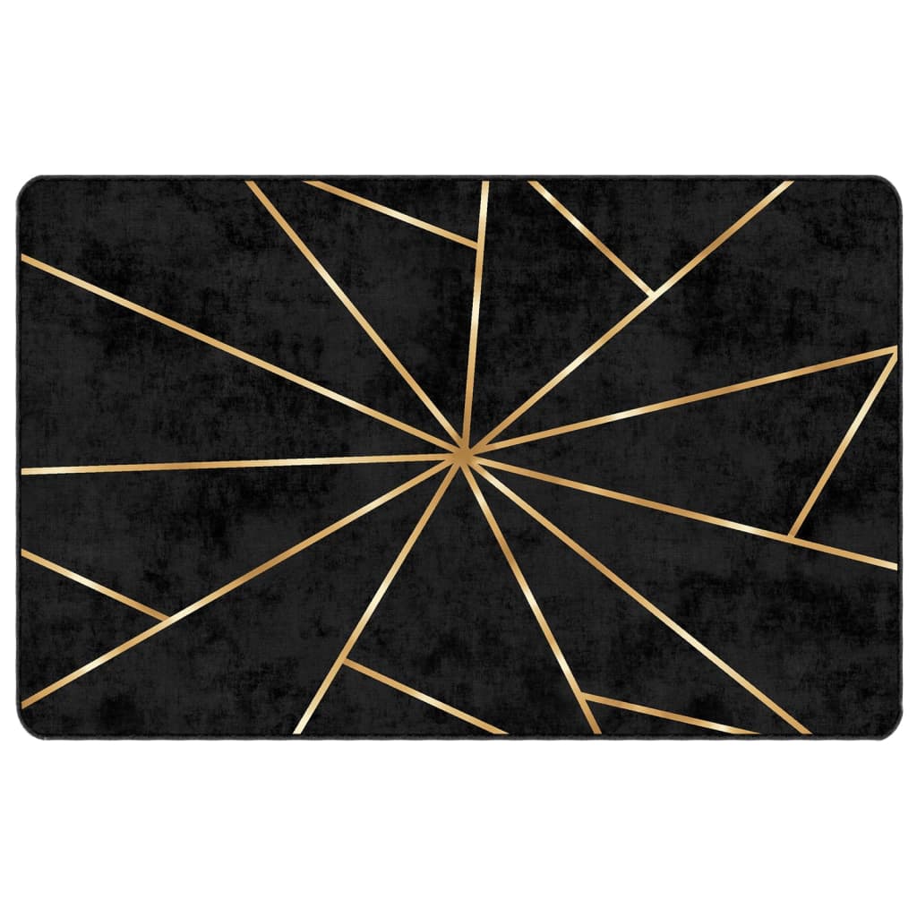 Tappeto Lavabile Nero e Oro 190x300 cm Antiscivolo - homemem39