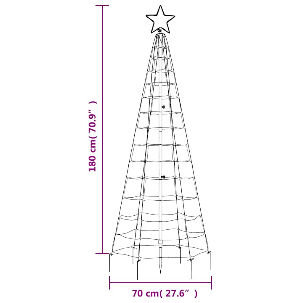 Albero di Natale a LED con Punte 220 LED Bianco Caldo 180 cm