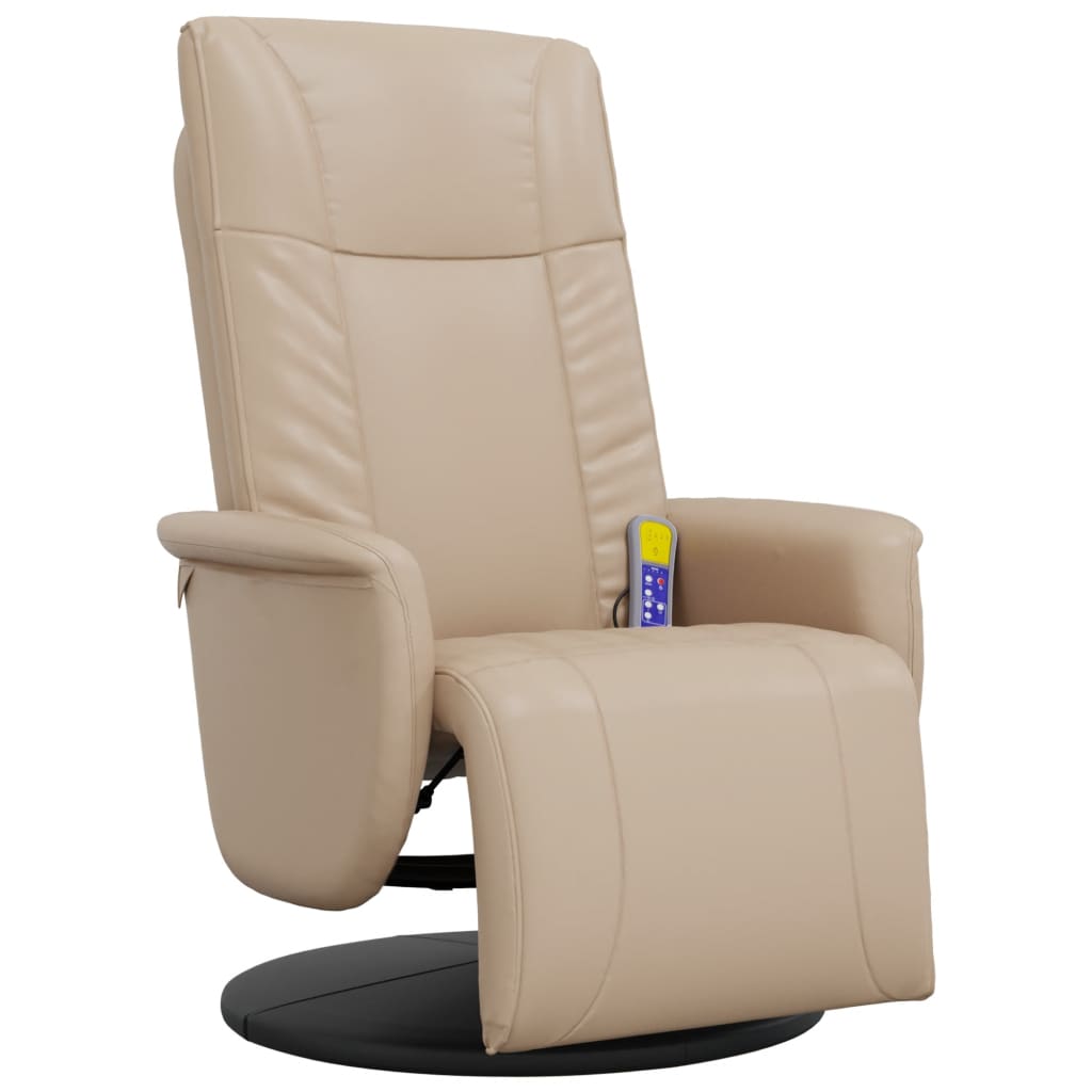 Poltrona Reclinabile Massaggi Poggiapiedi Cappuccino Similpelle - homemem39