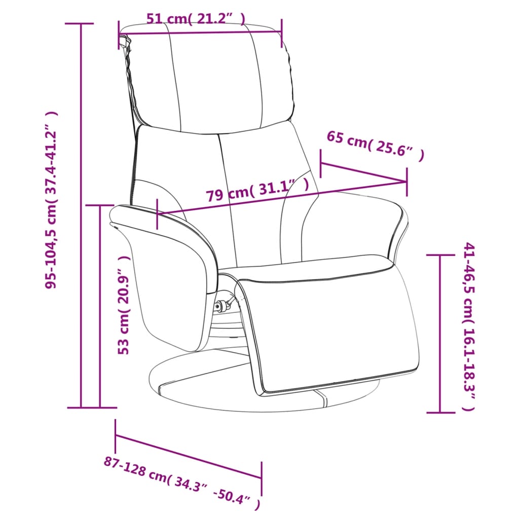 Poltrona Reclinabile con Poggiapiedi Grigia in Similpelle - homemem39