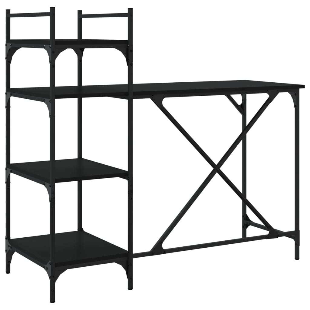 Scrivania per Computer con Scaffali Nera 120x47x109 cm - homemem39