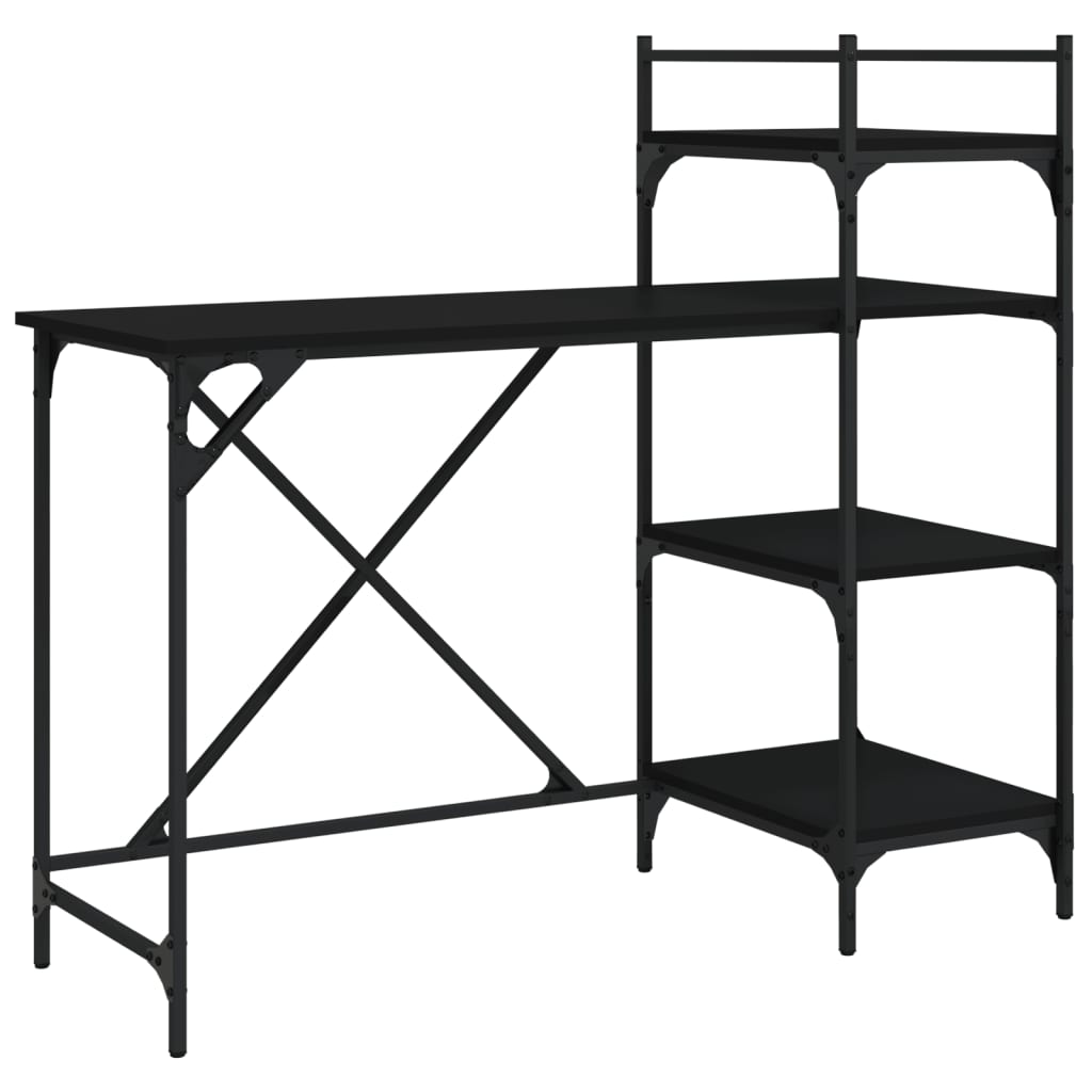 Scrivania per Computer con Scaffali Nera 120x47x109 cm - homemem39