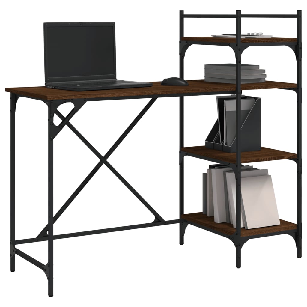 Scrivania per Computer con Scaffali Rovere Marrone 120x47x109cm - homemem39