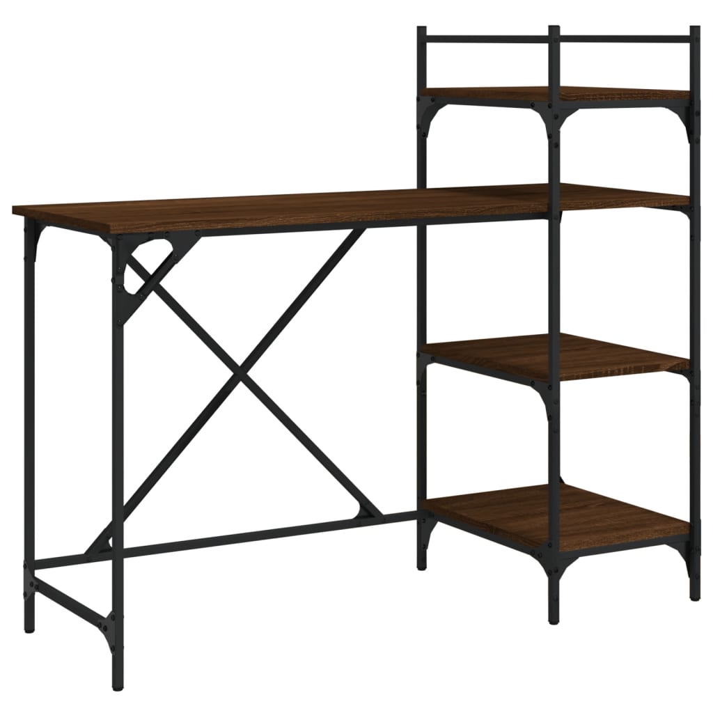Scrivania per Computer con Scaffali Rovere Marrone 120x47x109cm - homemem39