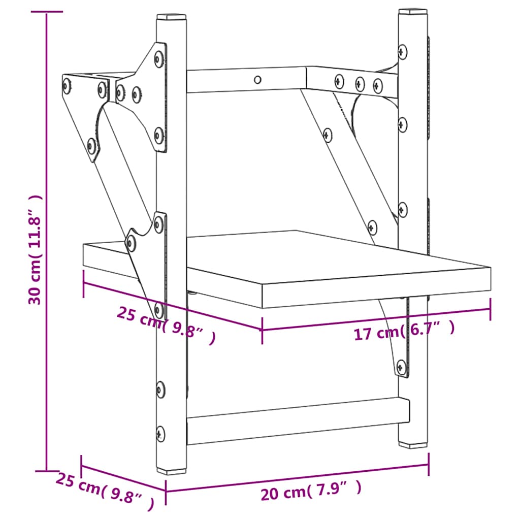 Mensole da Parete con Aste 2 pz Nere 20x25x30 cm | homemem39