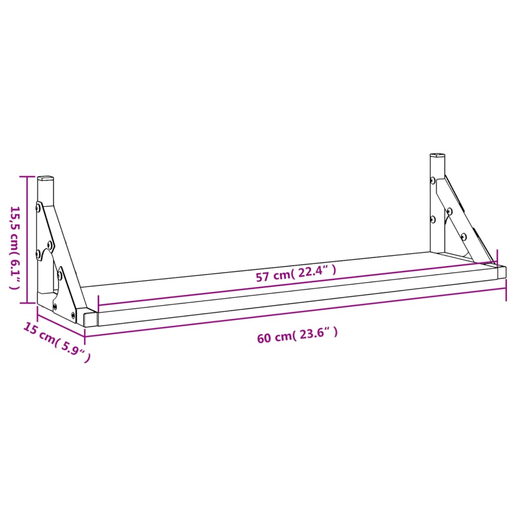 Mensole da Parete 2pz Rovere Sonoma 60x15x15,5 cm | homemem39