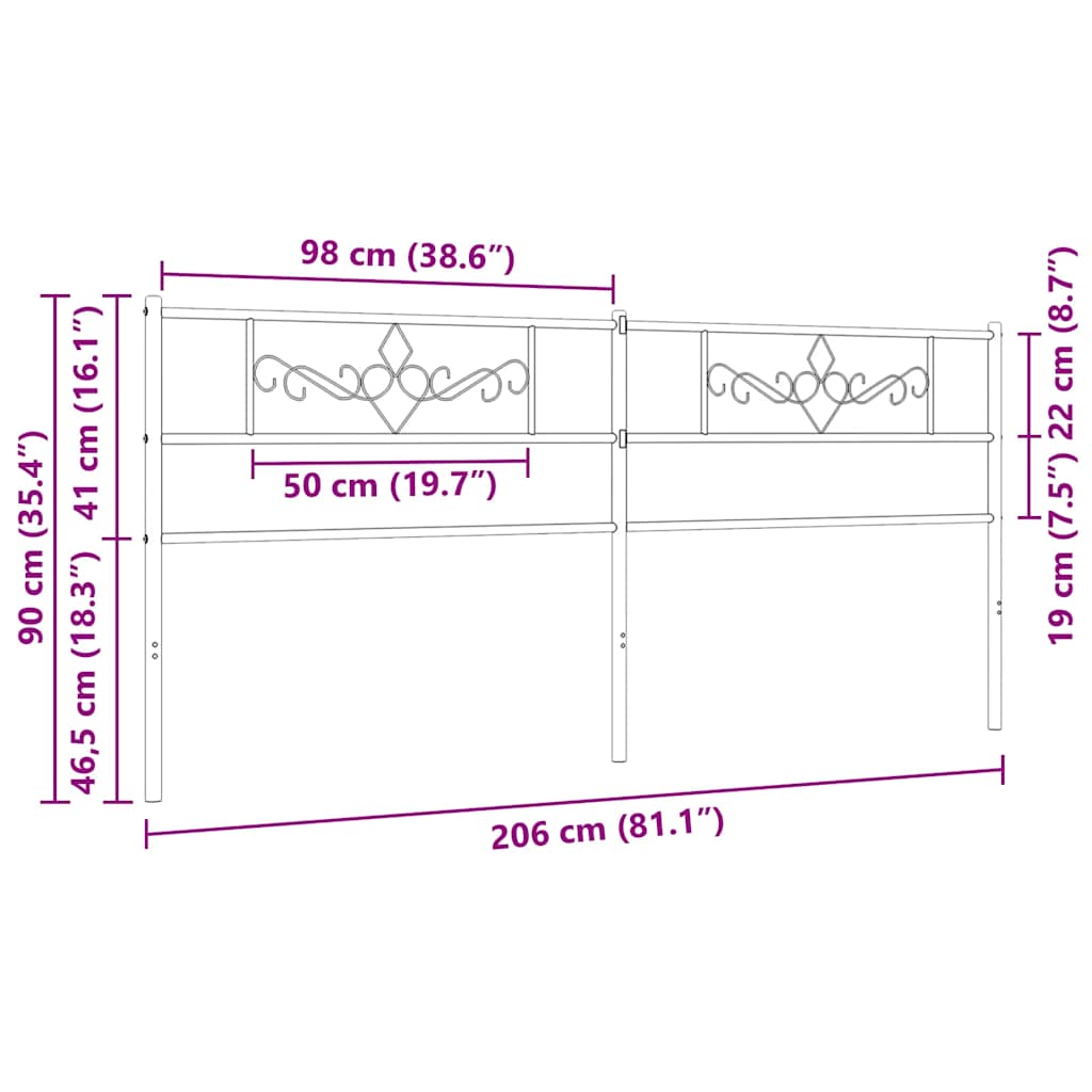 Testiera di Ricambio in Metallo Nero 200 cm | homemem39