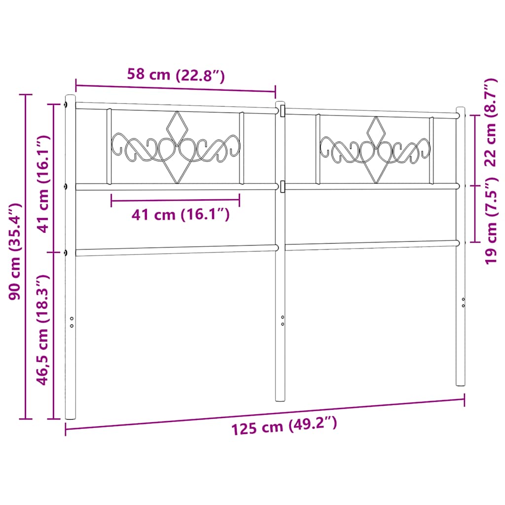 Testiera di Ricambio in Metallo Bianco 120 cm | homemem39