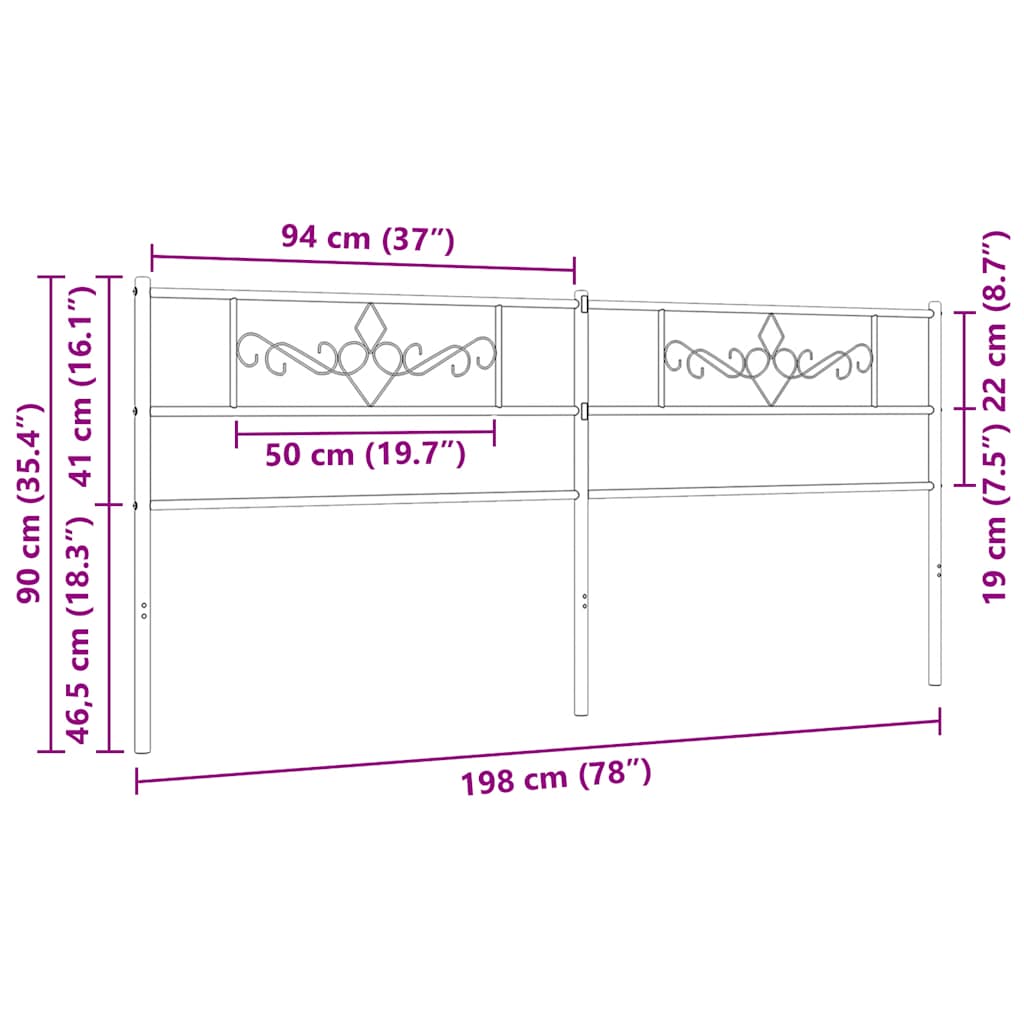 Testiera di Ricambio in Metallo Bianco 193 cm | homemem39