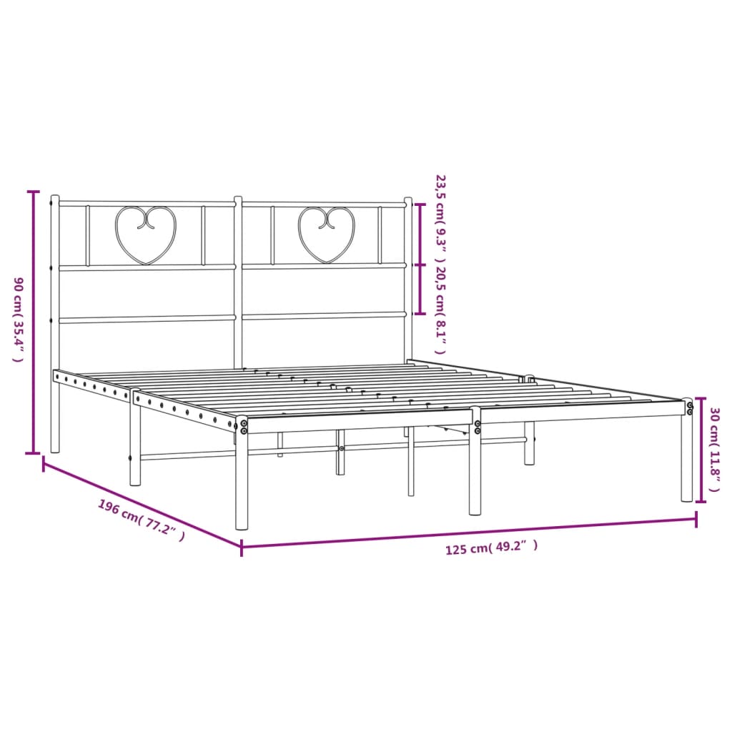 Giroletto con Testiera in Metallo Nero 120x190 cm | homemem39