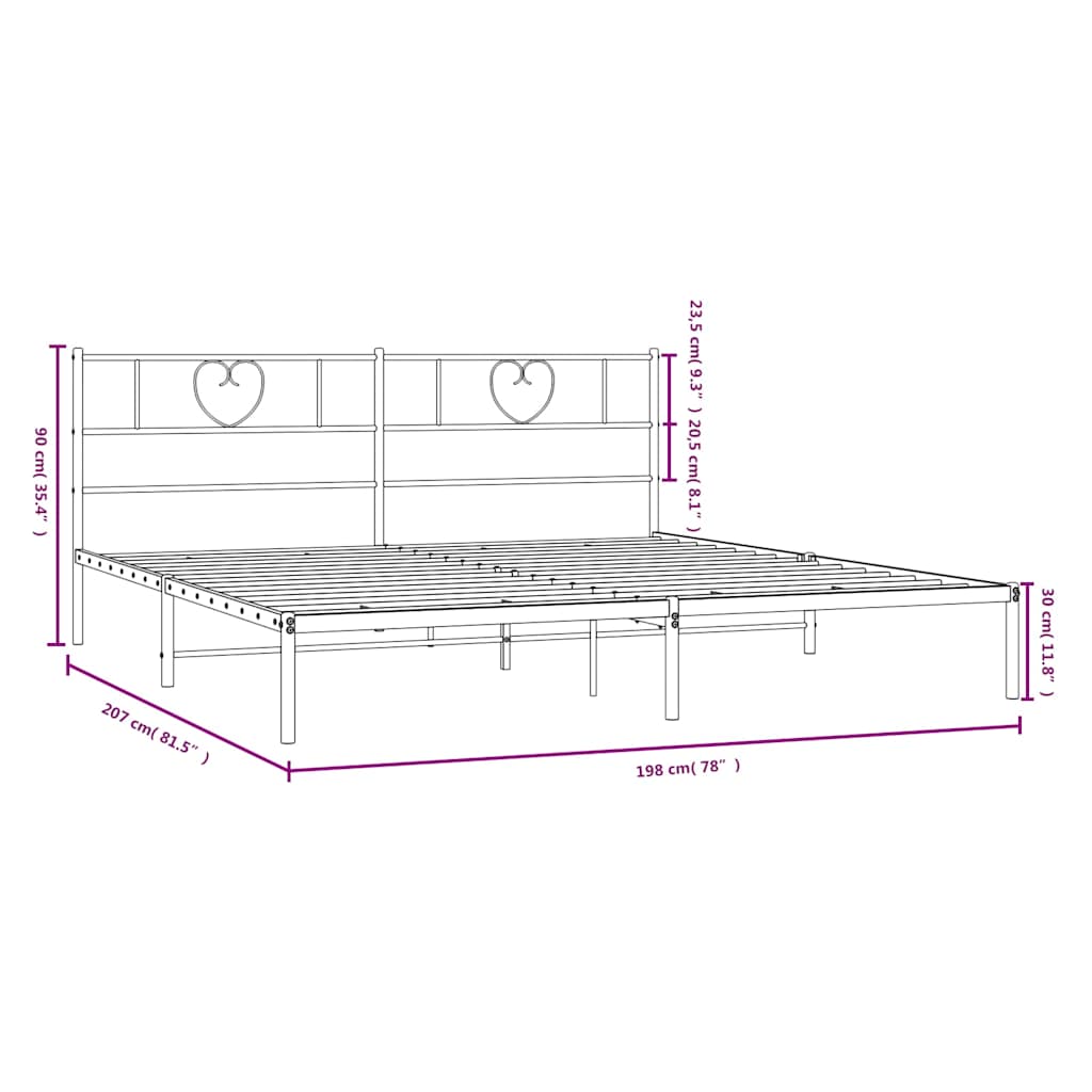 Giroletto con Testiera in Metallo Nero 193x203 cm | homemem39