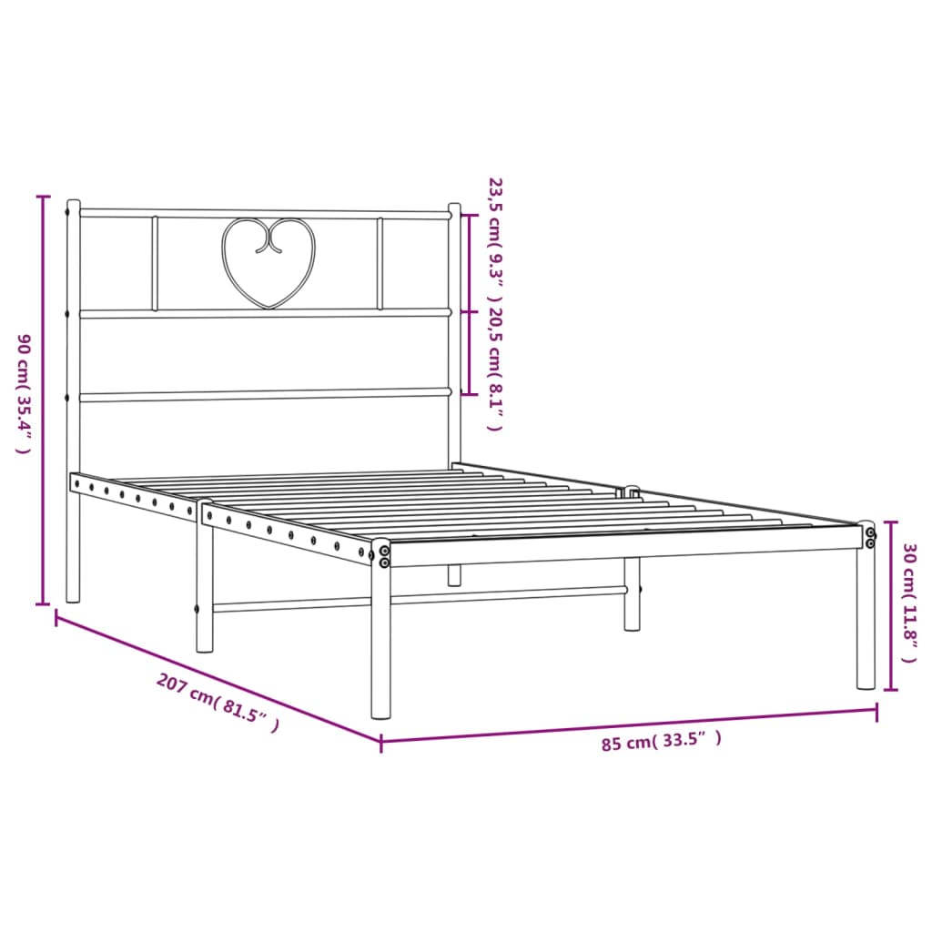 Giroletto con Testiera Metallo Bianco 80x200 cm | homemem39