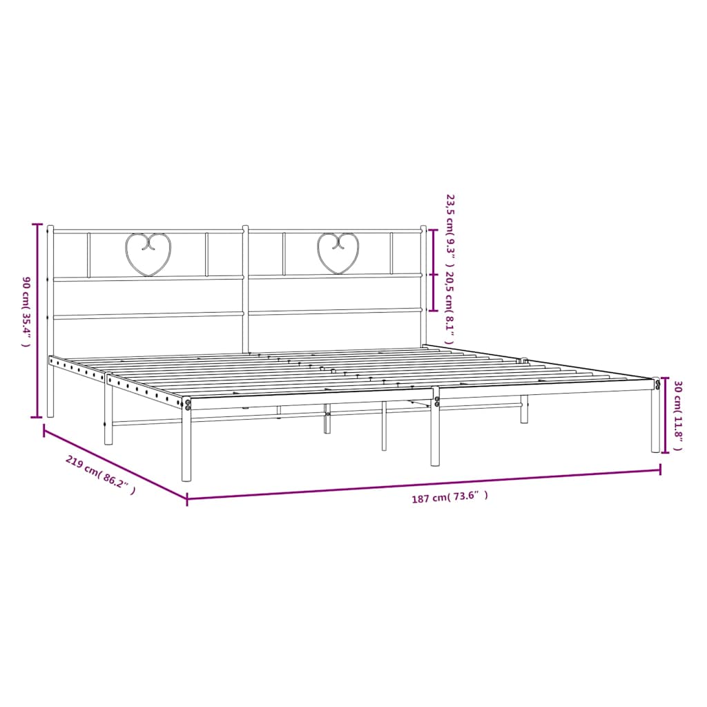 Giroletto con Testiera Metallo Bianco 183x213 cm