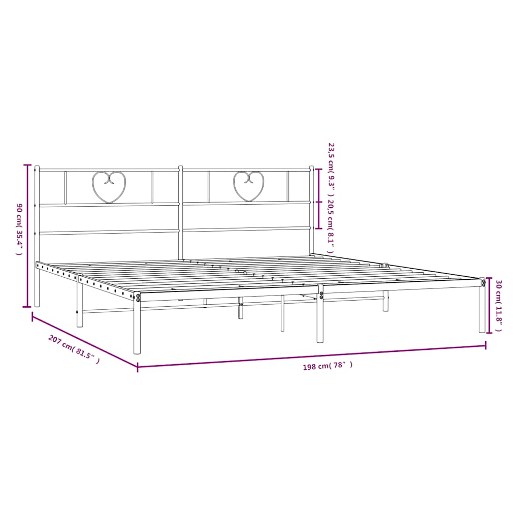 Giroletto con Testiera Metallo Bianco 193x203 cm | homemem39