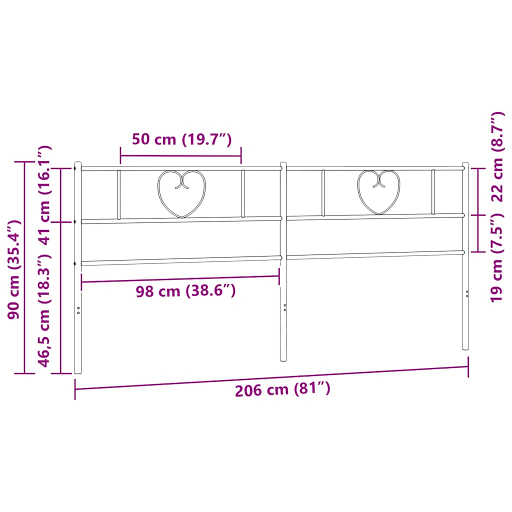 Testiera di Ricambio in Metallo Bianco 200 cm | homemem39
