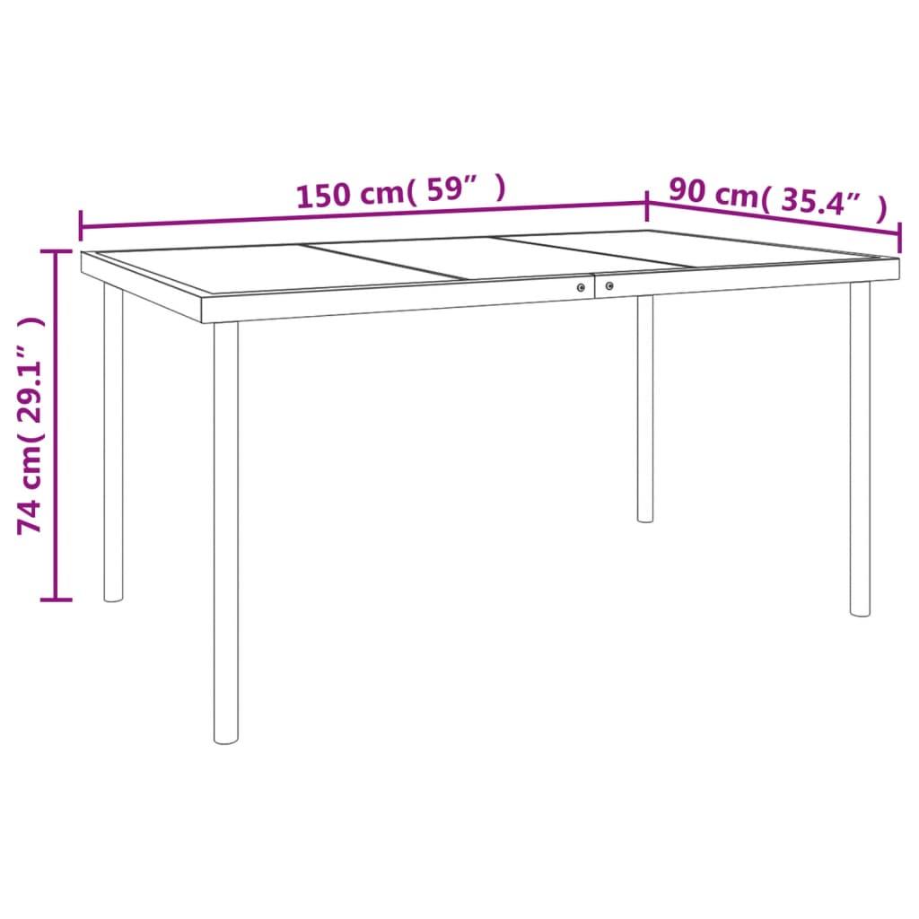 Set da Pranzo da Giardino 5 pz Nero in Acciaio e Textilene | homemem39