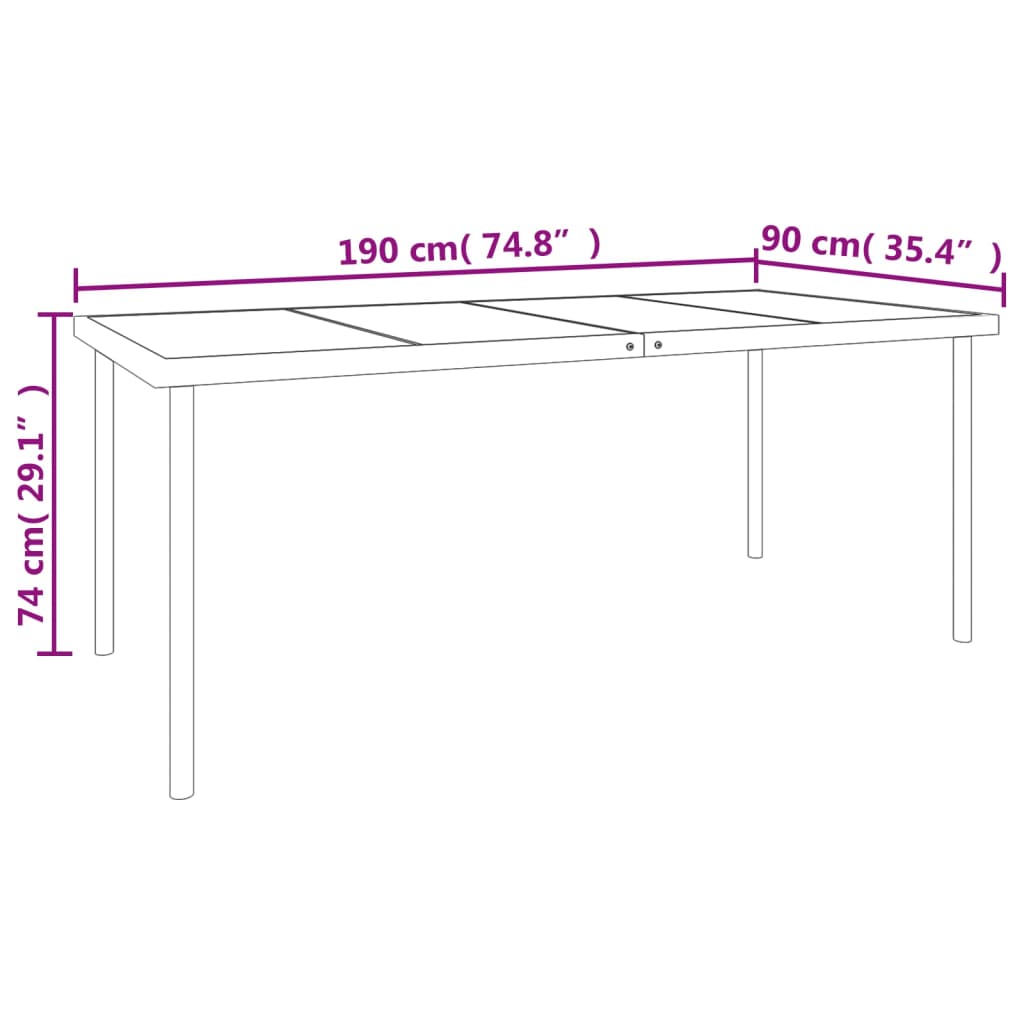 Set da Pranzo da Giardino 9 pz Nero in Acciaio e Textilene | homemem39